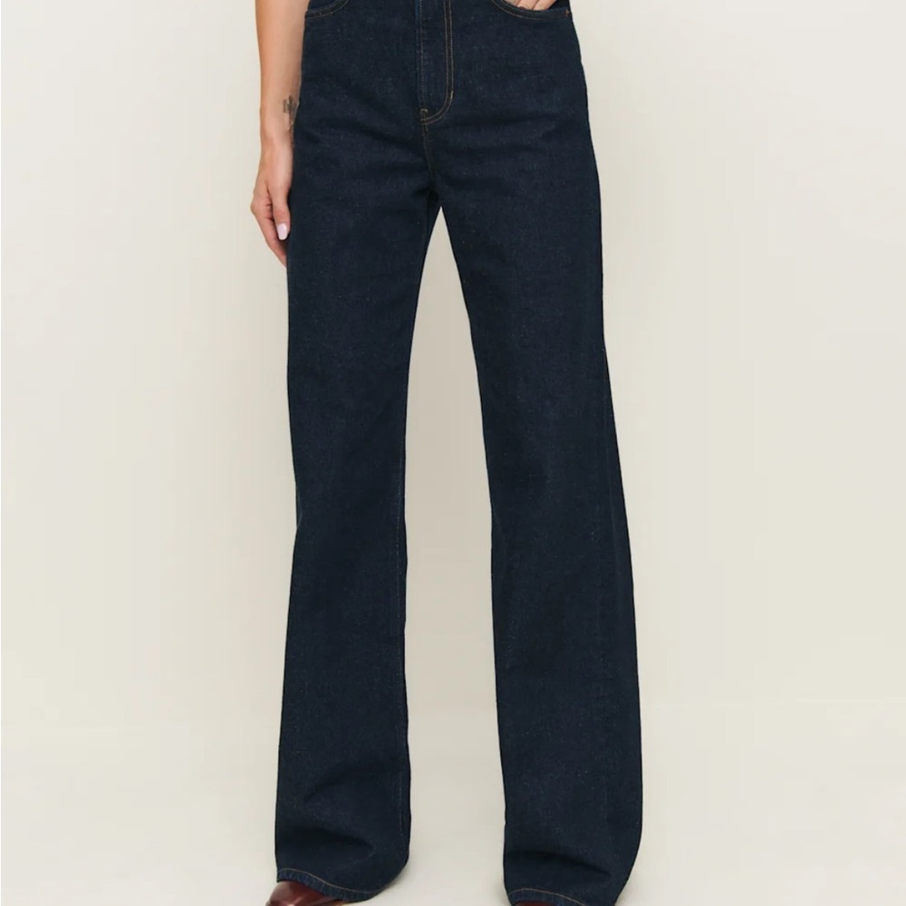 Reformation Black Flare Wide Leg Jeans